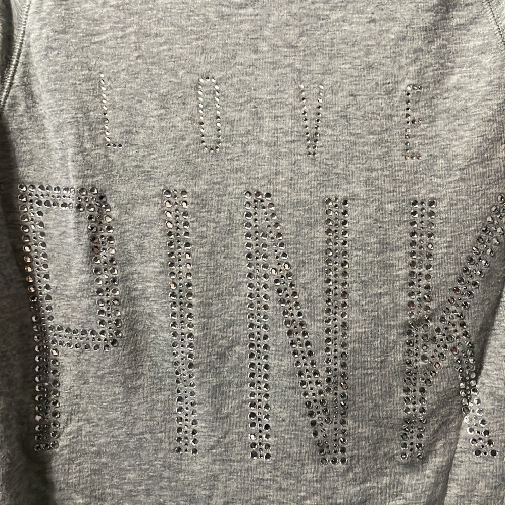 Small Love Pink heather gray Bling Hoodie